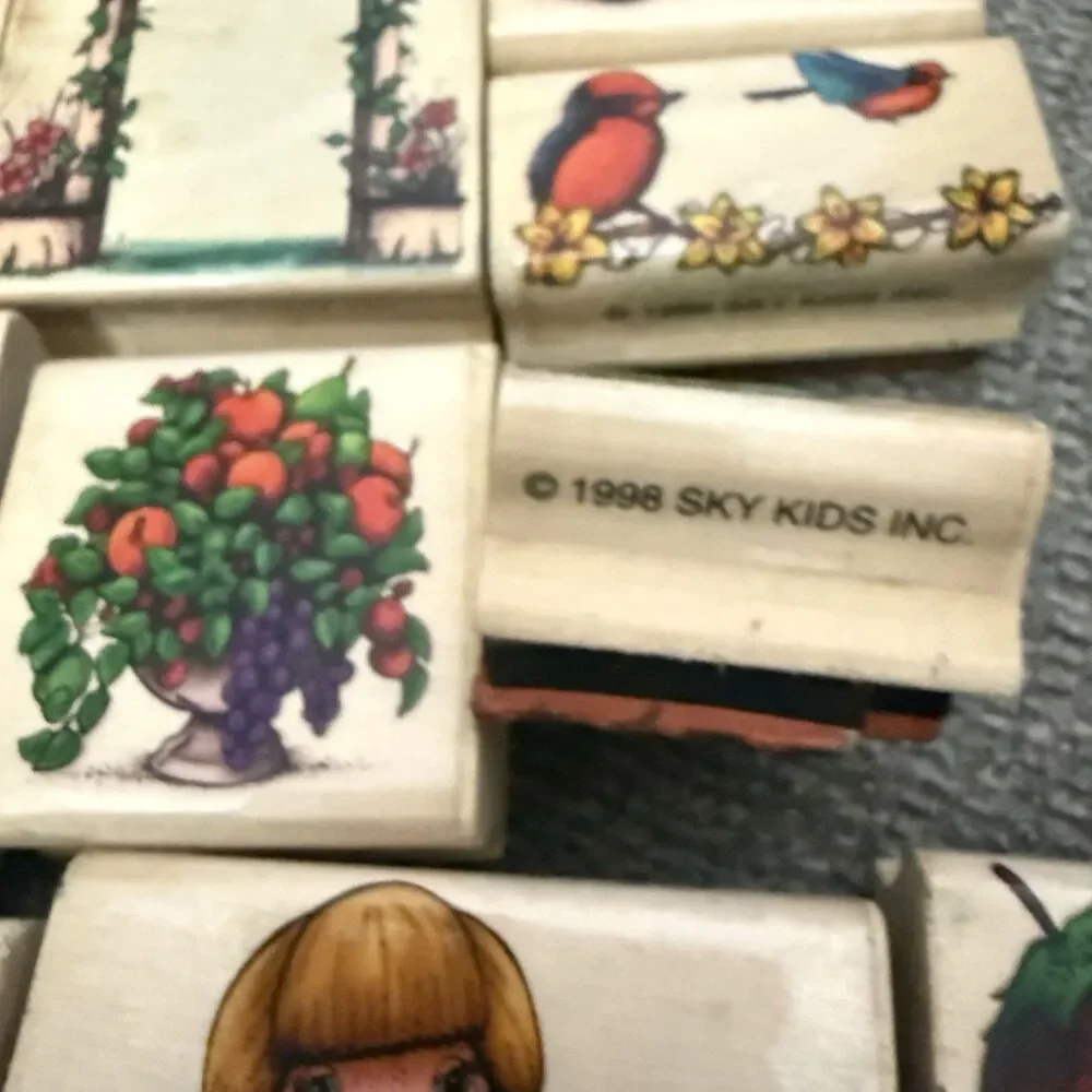 60+ Large Lot Vintage Rubber Wooden Stamps Seasons Words DOTS Sky Kids & More